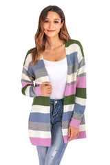 Loose Cardigan Knitwear Striped Net Red Sweater