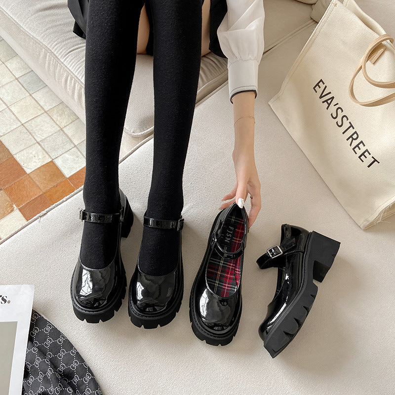 Mary Janes à plateforme authentiques pour femmes, style Preppy, petite