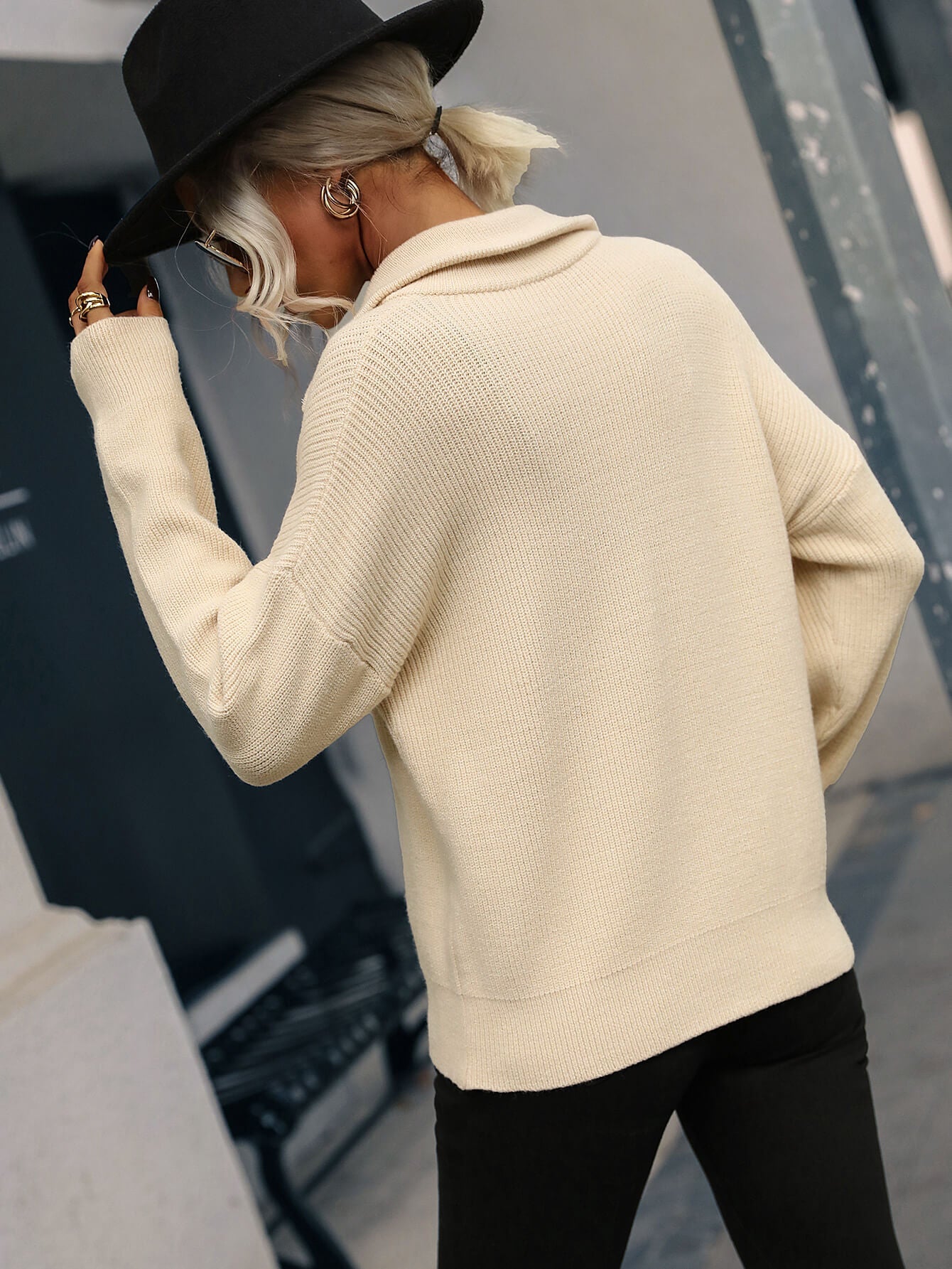 Rippenstrick-Cardigan mit Reißverschluss und Kragen