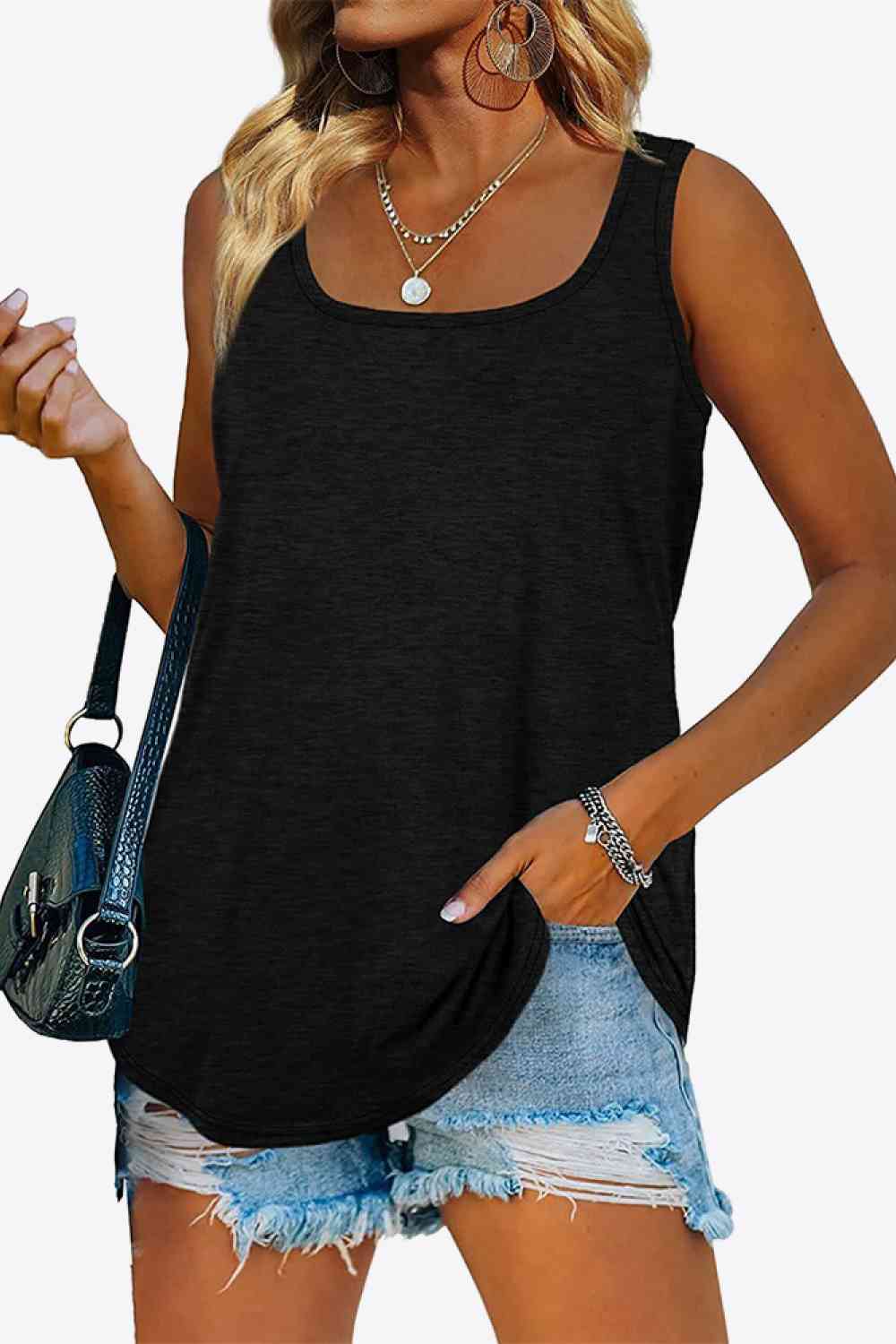 Tanktop mit abgerundetem Saum und quadratischem Ausschnitt