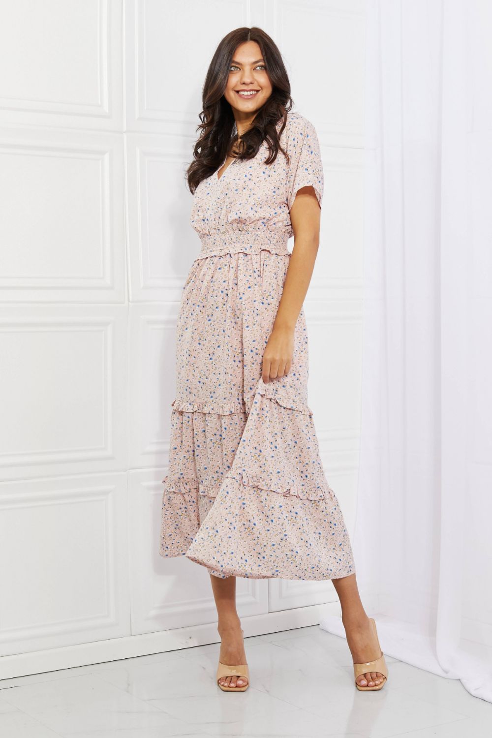 Robe longue à manches kimono HEYSON Sweet Talk en rose poudré