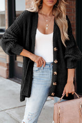 Khakifarbene, einfarbige, lässige Strickjacke mit Knöpfen