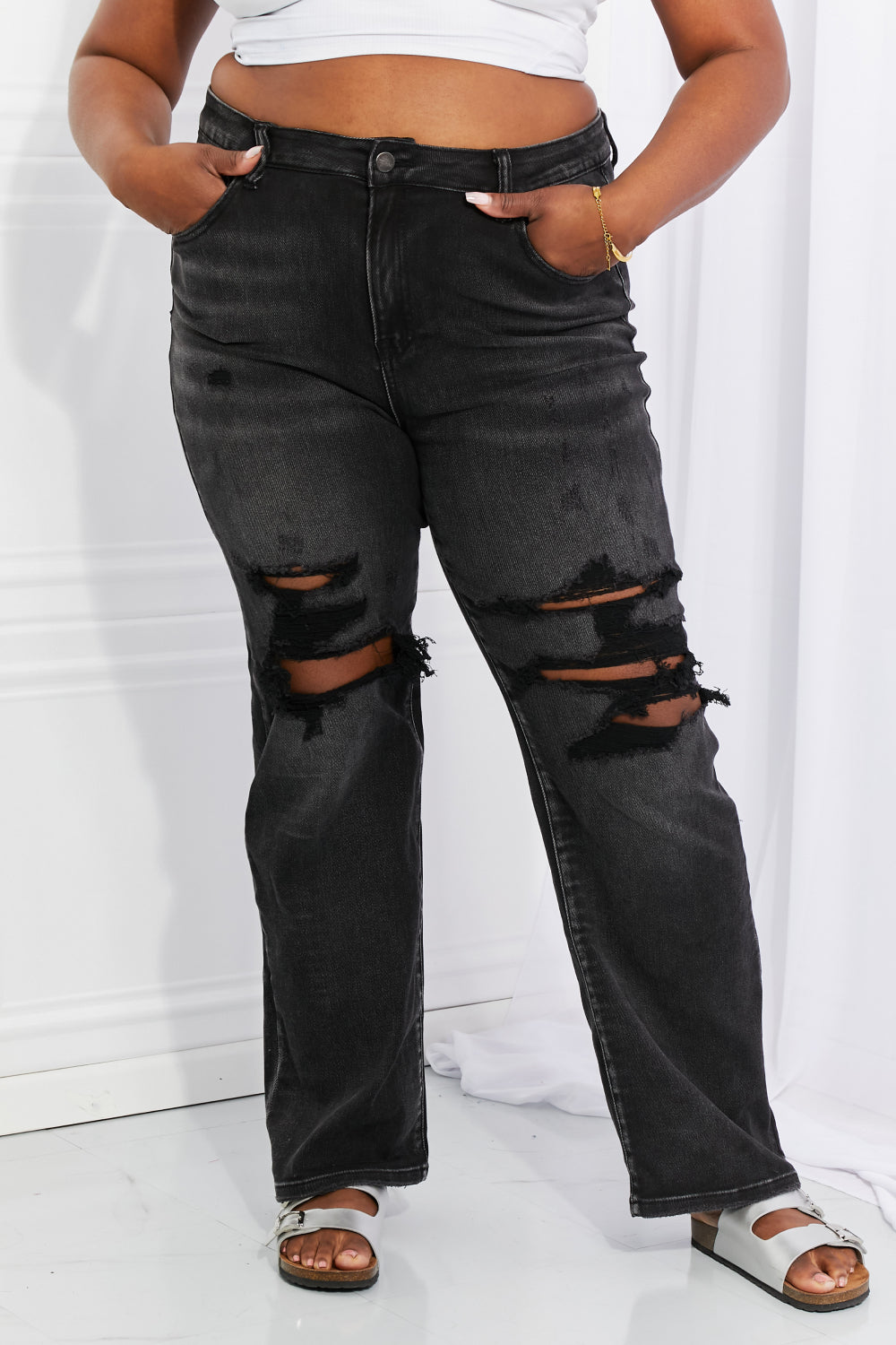 Jean ample Lois taille réelle RISEN à effet vieilli