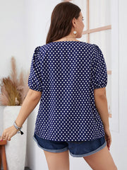 Chemisier à pois et col carré grande taille