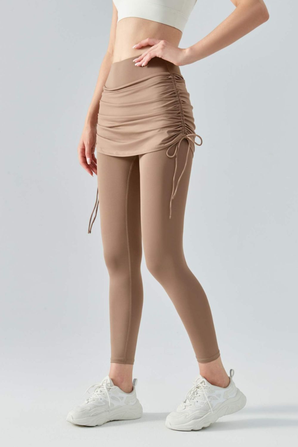 Yoga-Leggings mit Kordelzug und Raffung