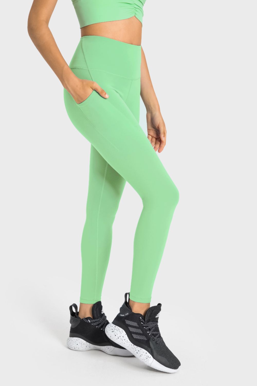 Yoga-Leggings mit hoher Taille und breiter Tasche