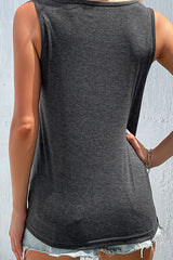 Tanktop mit U-Ausschnitt und dekorativem Knopf