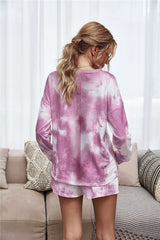 Tie-Dye Dropped Shoulder Top Shorts Lounge Set