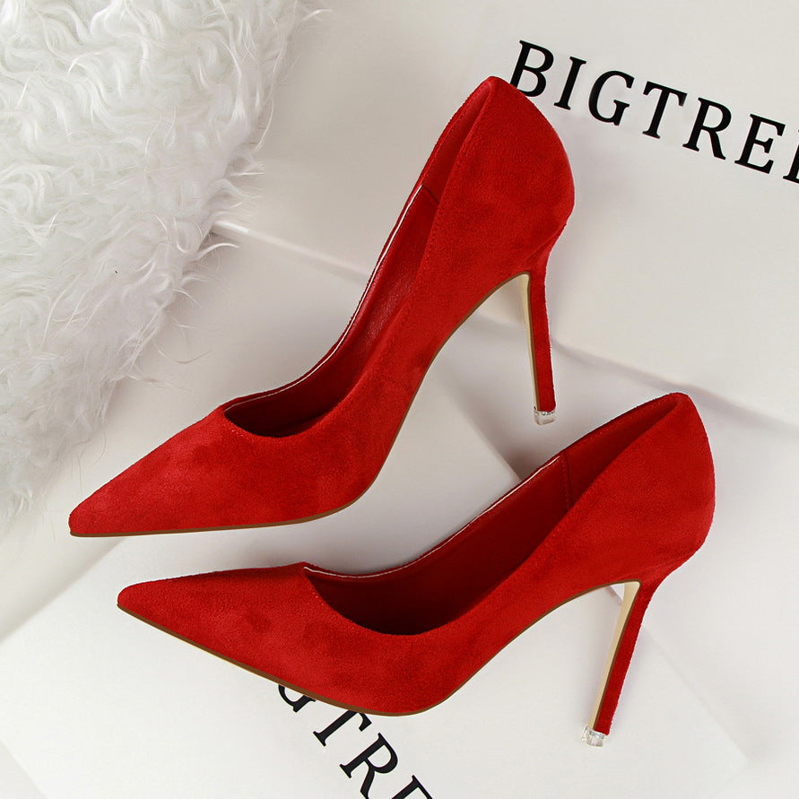 Women's Stiletto Shallow Mouth Pointed Toe Suede