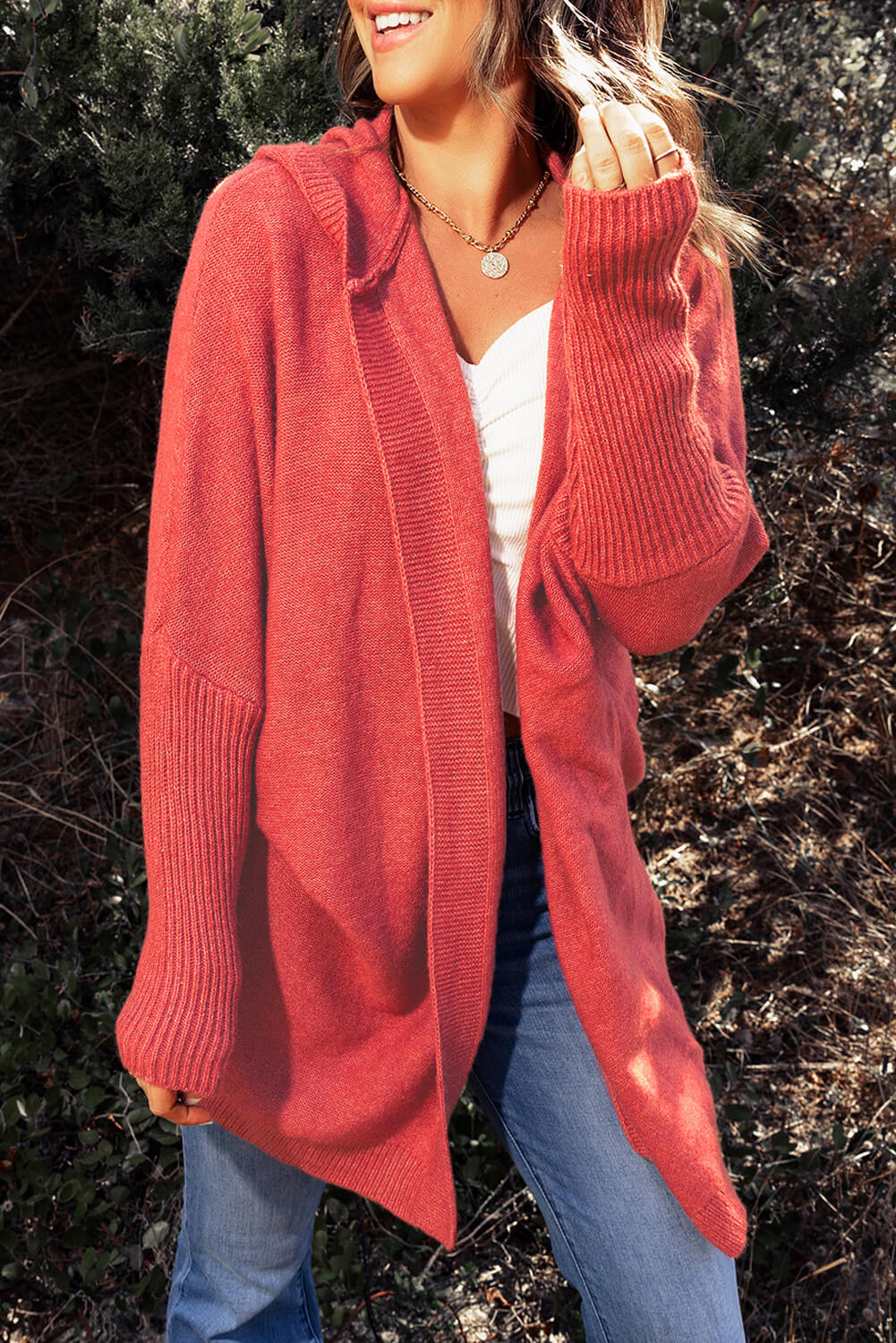 Dolman Sleeve Hooded Cardigan