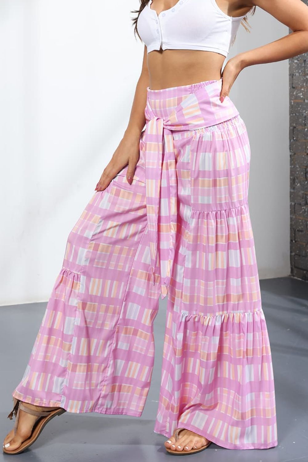 Culotte taille haute nouée imprimée