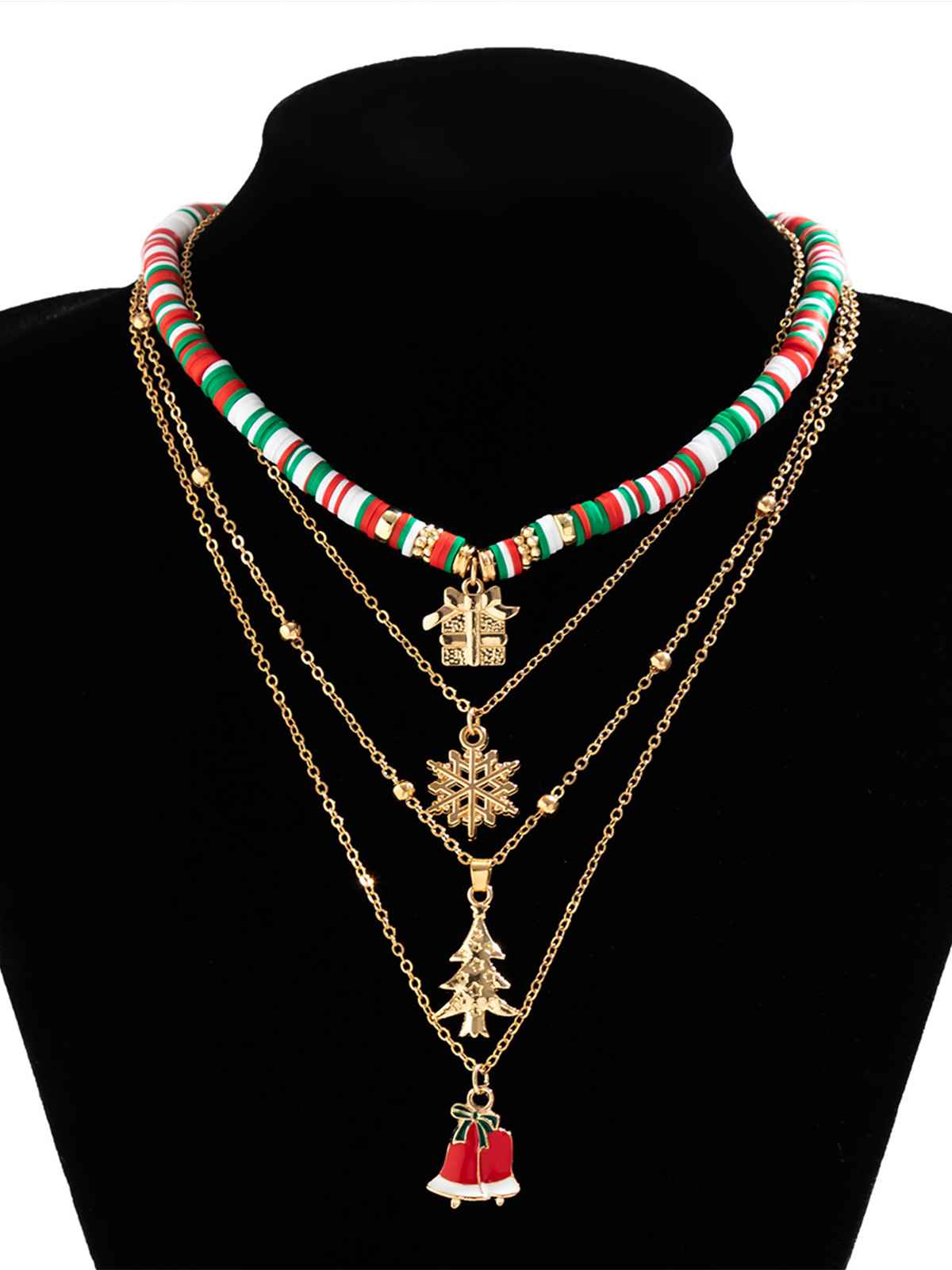 Ensemble de colliers superposés de Noël vintage