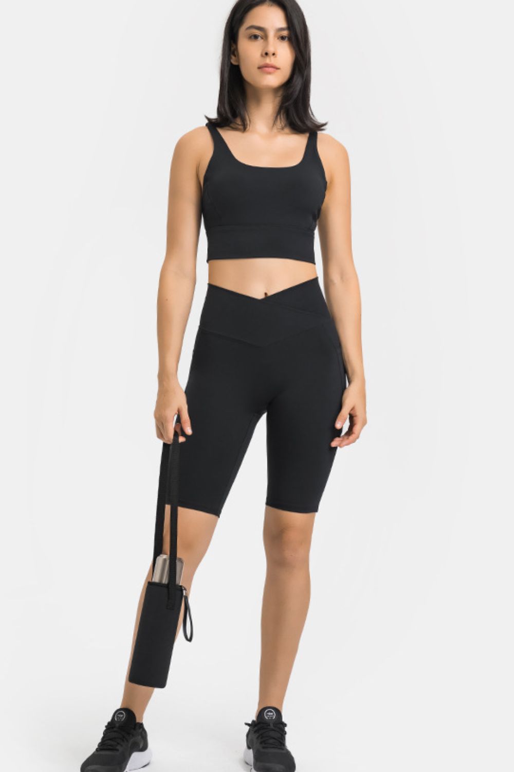 Bikershorts mit hoher Taille und Taschen