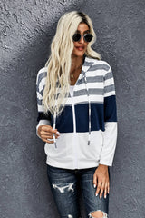 Kapuzenjacke mit Farbblockdesign, Kordelzug und Reißverschluss