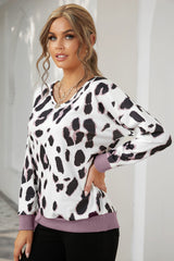 Animal Print Dropped Shoulder Top