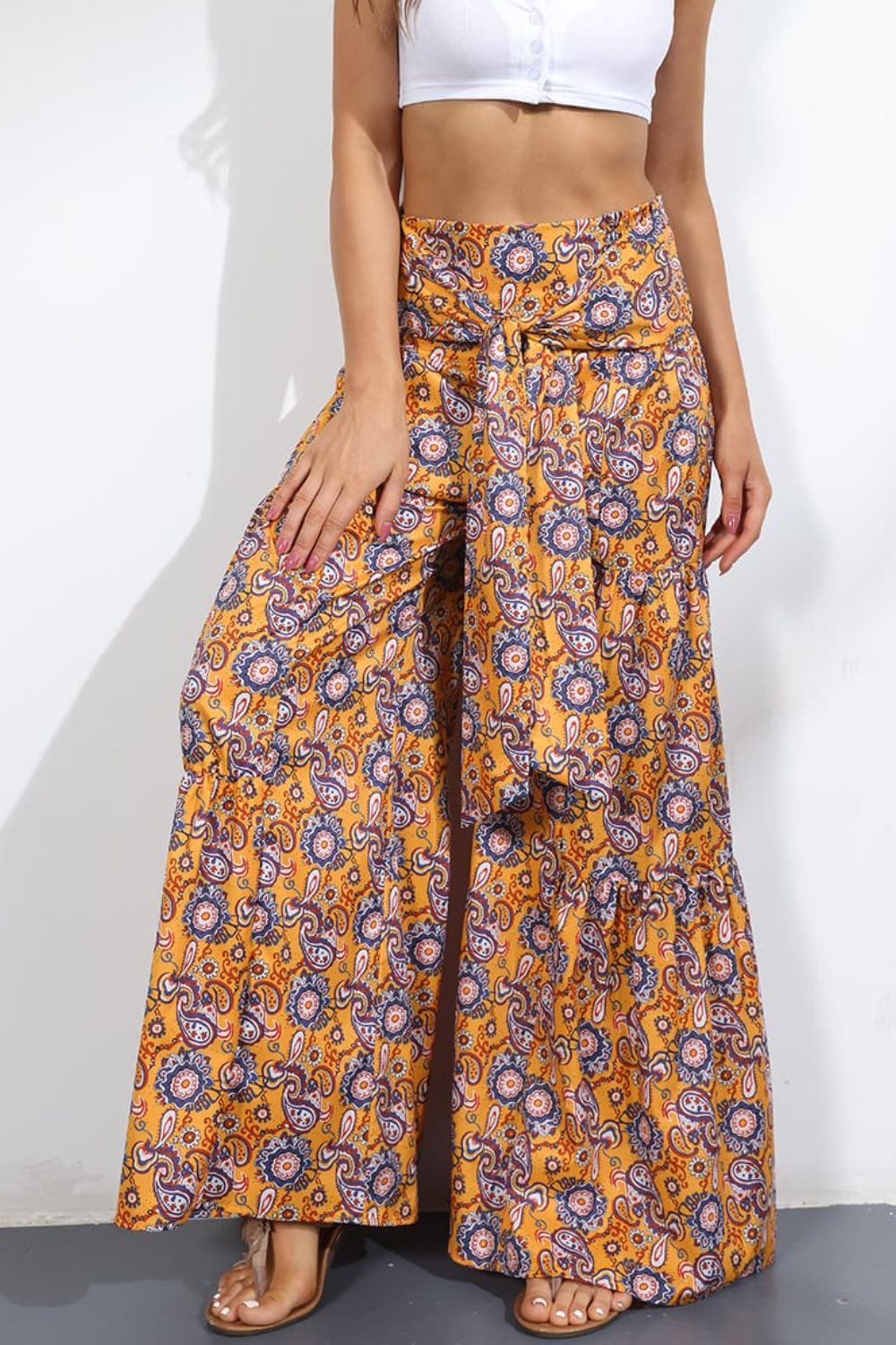 Culotte taille haute nouée imprimée