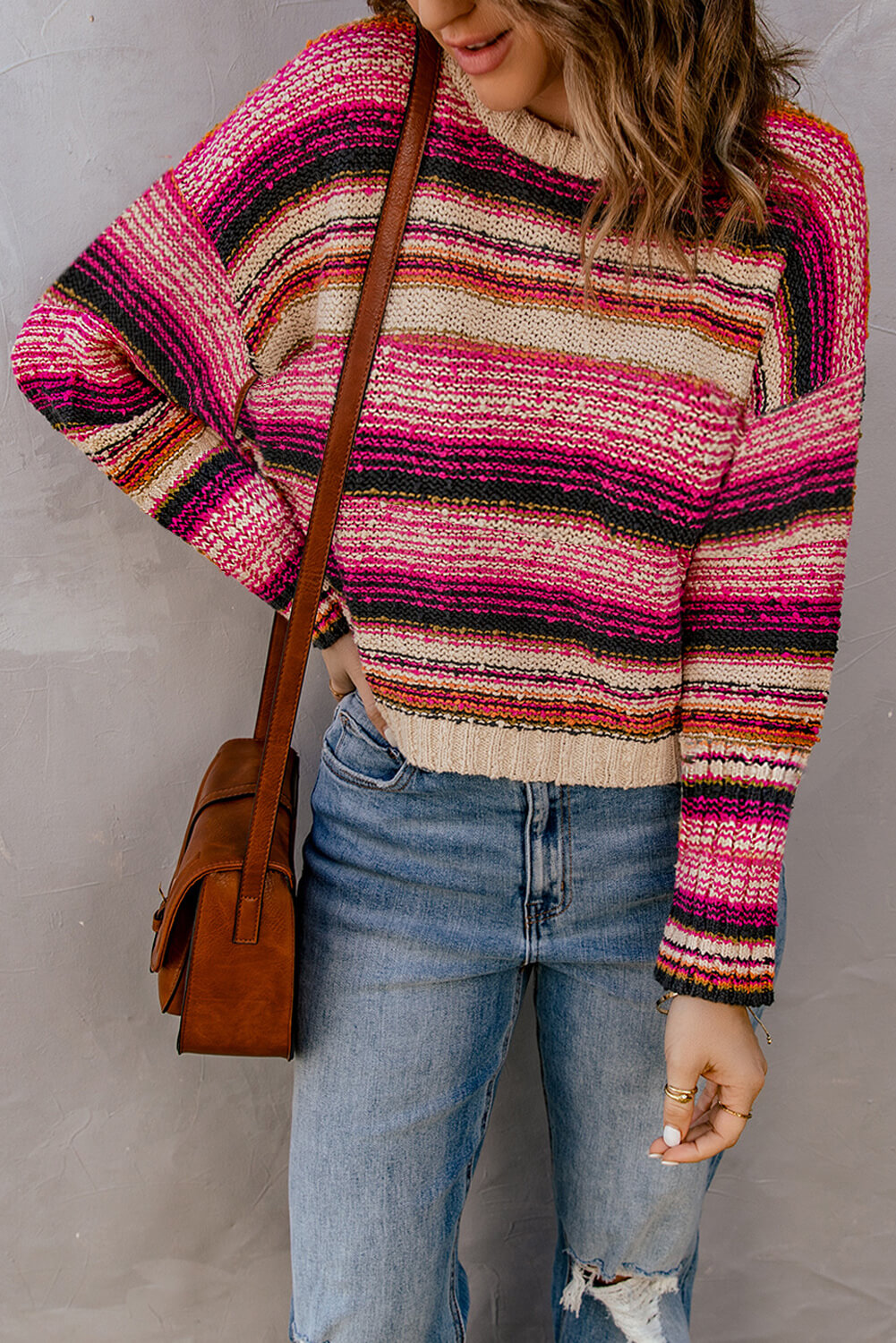 Striped Dropped Shoulder Knit Pullover