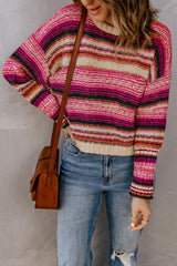 Striped Dropped Shoulder Knit Pullover