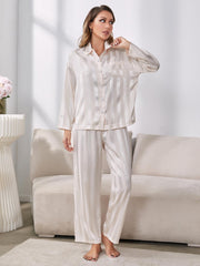 Button-Up Shirt Pants Pajama Set