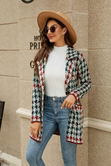 Bedruckte Strickjacke mit offenem Reverskragen vorne und Taschen