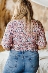 Chemisier fleuri grande taille avec cordon de serrage