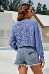 Button Front Raglan Sleeve Cropped Cardigan