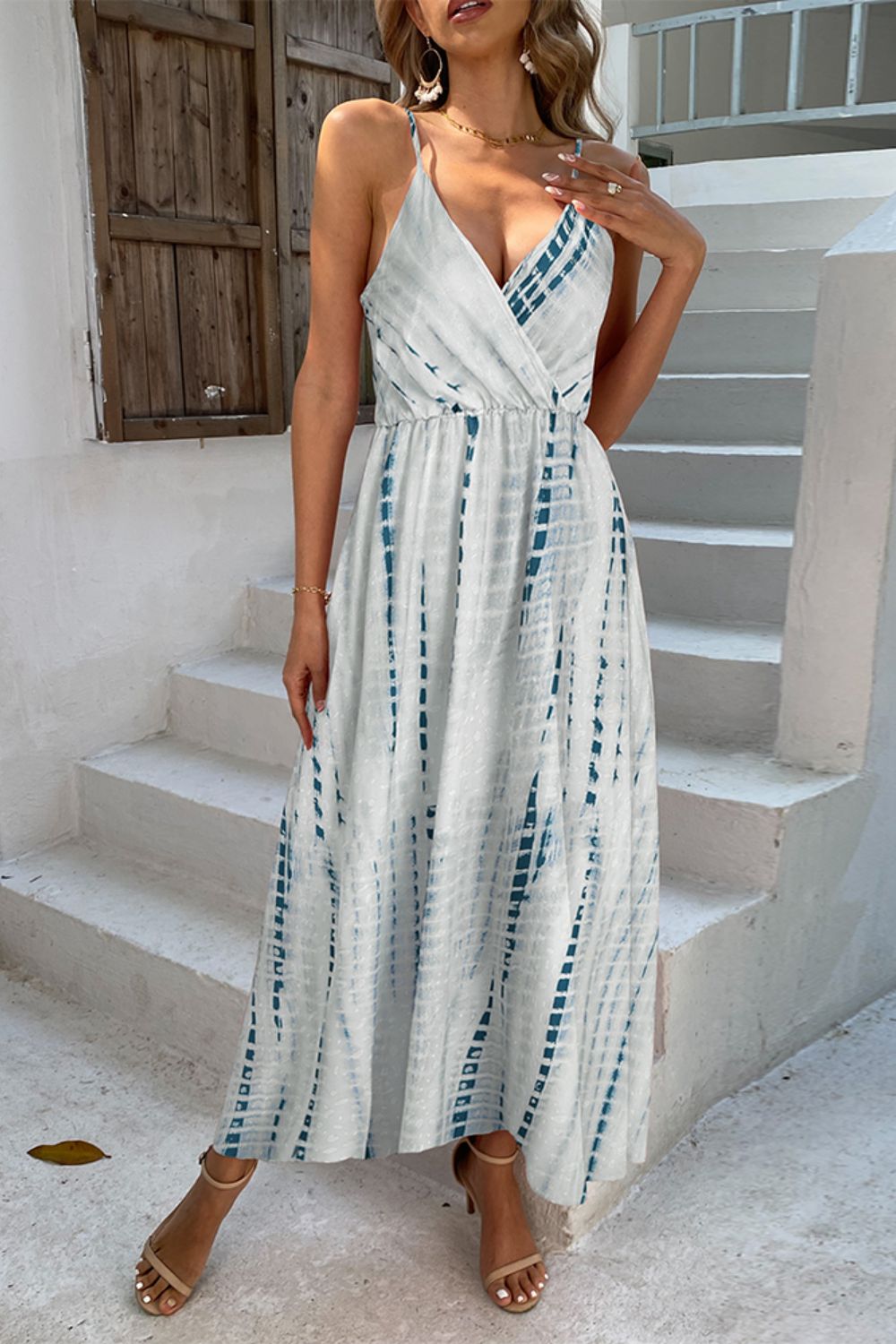 Robe longue imprimée à bretelles spaghetti réglables