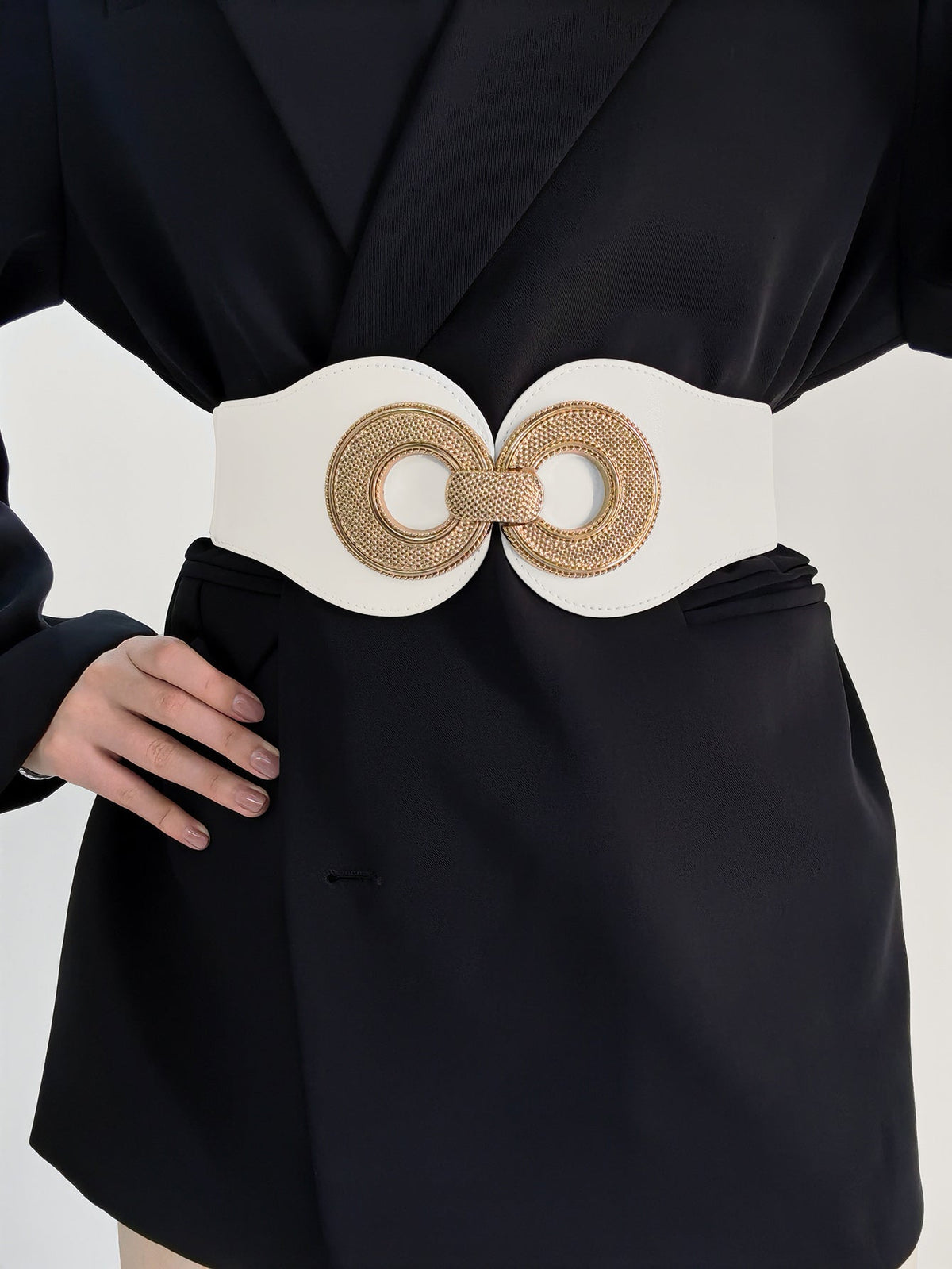 Ceinture élastique en PU avec boucle en alliage