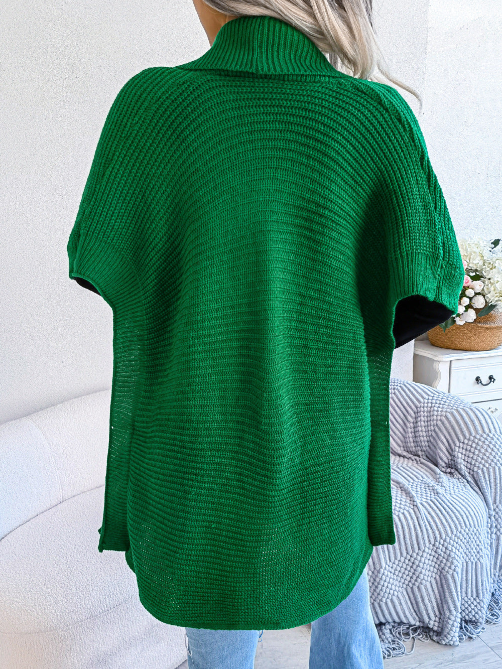 Strickjacke mit horizontaler Rippung und offenem Schlitz vorne