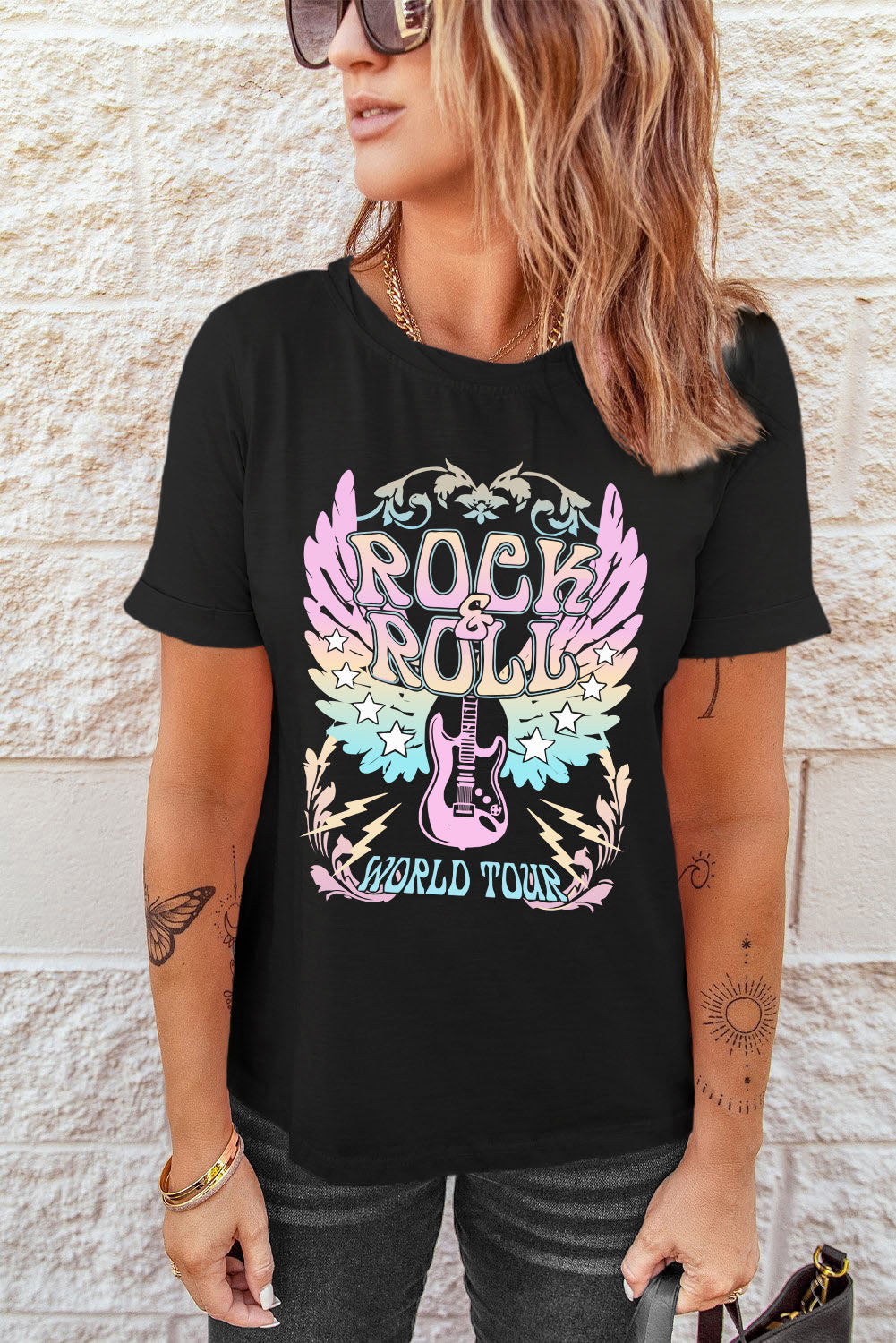 T-Shirt mit Rock- und Roll-Grafik