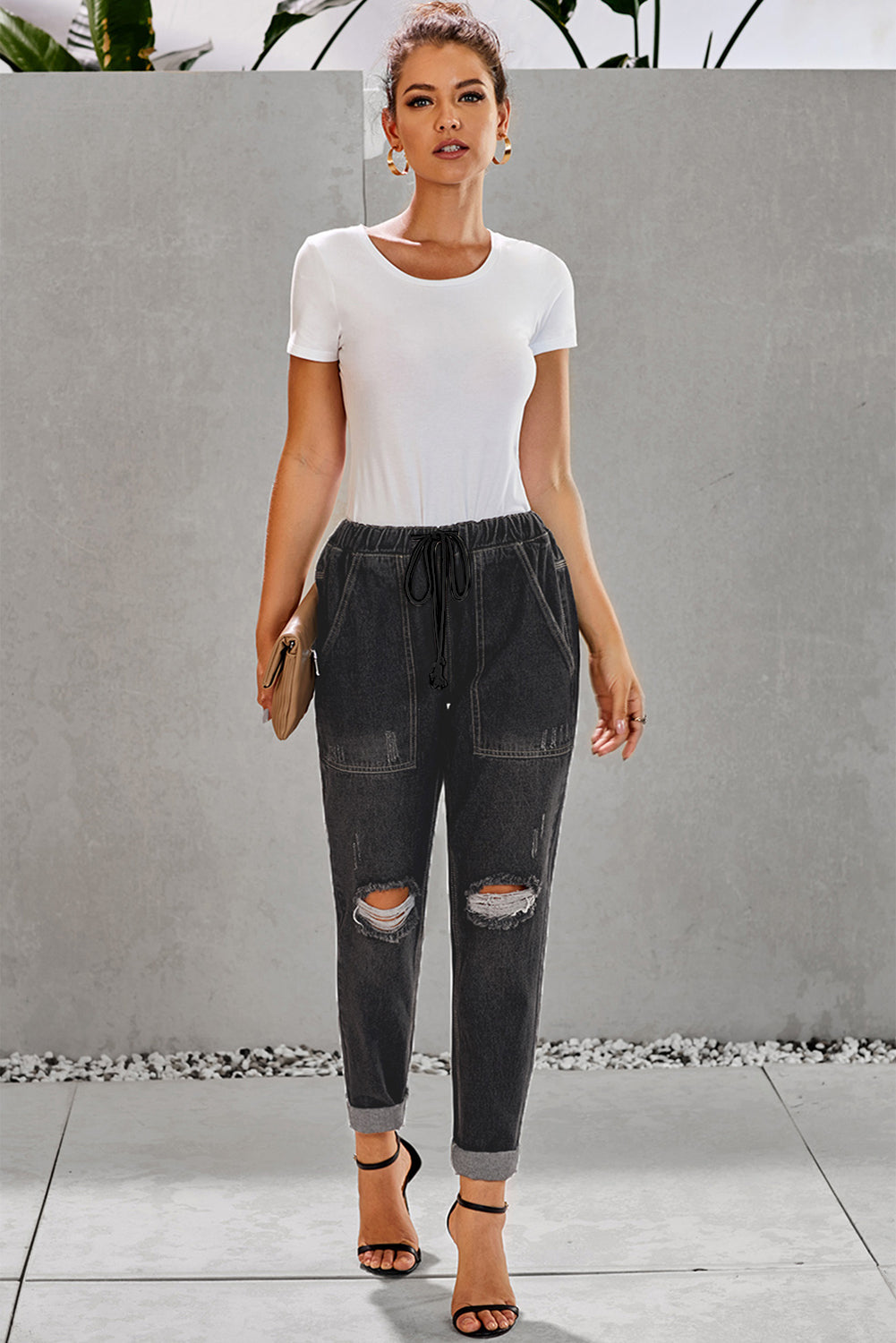 Jeans-Jogginghose mit Kordelzug