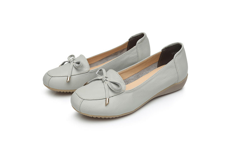 Graceful Charming Cowhide Flat Bottom Comfort