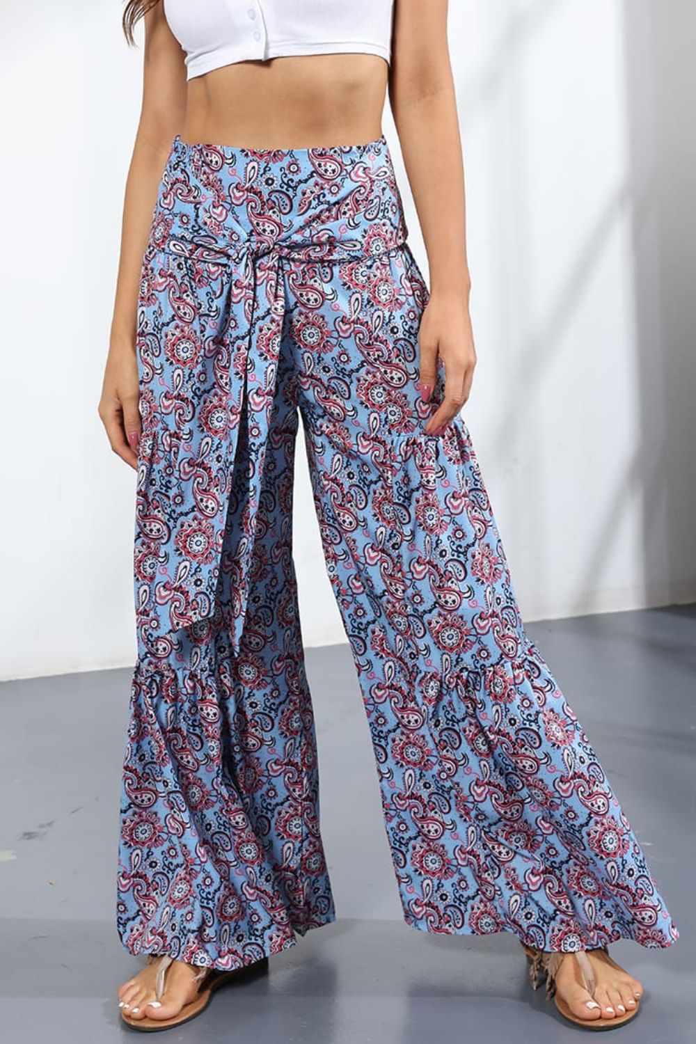 Culotte taille haute nouée imprimée