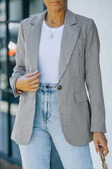 Blazer à carreaux avec col à revers et poignets boutonnés