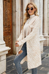 Bedruckter Longline-Cardigan mit offener Vorderseite und Kapuze