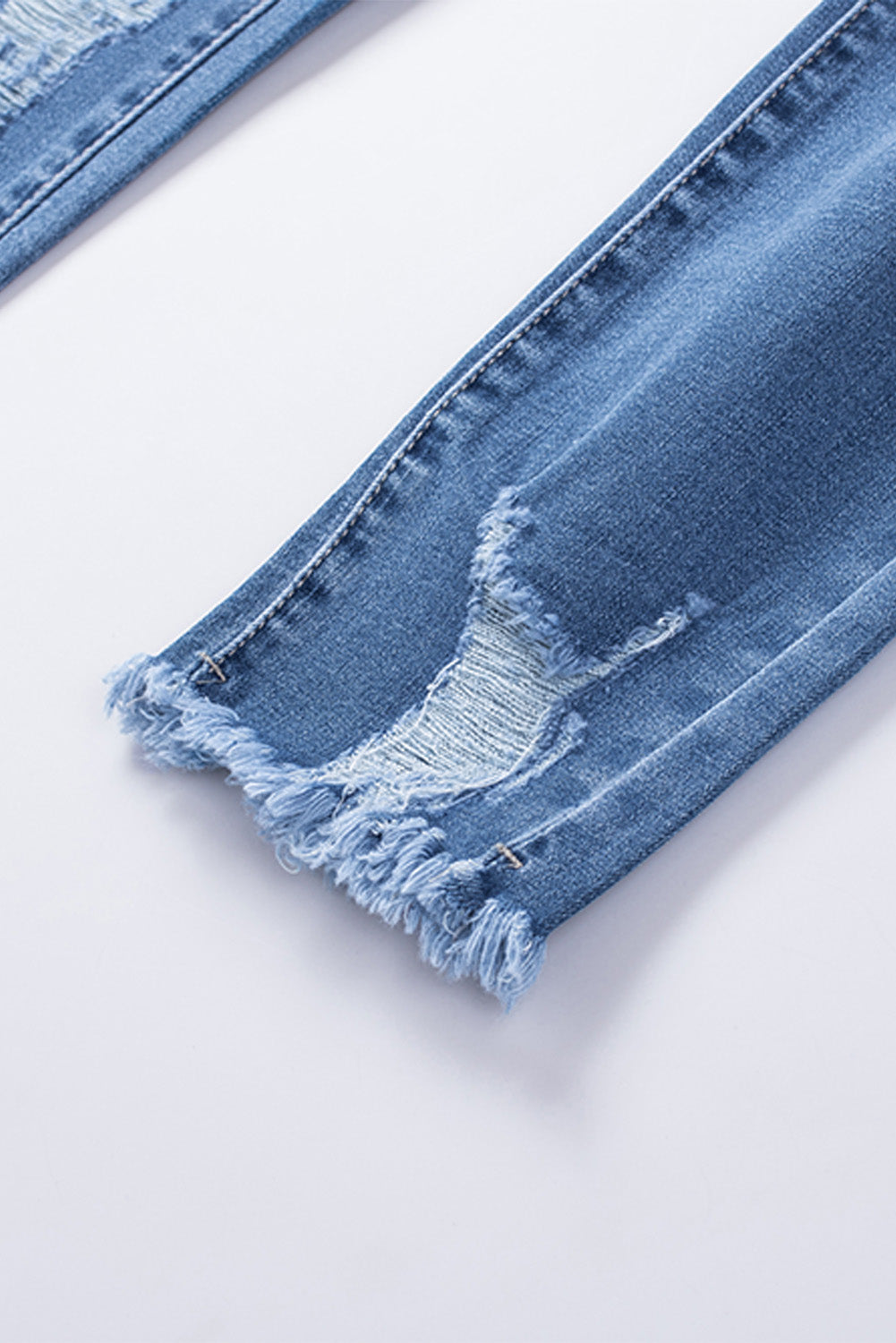 Jean skinny taille haute effet usé