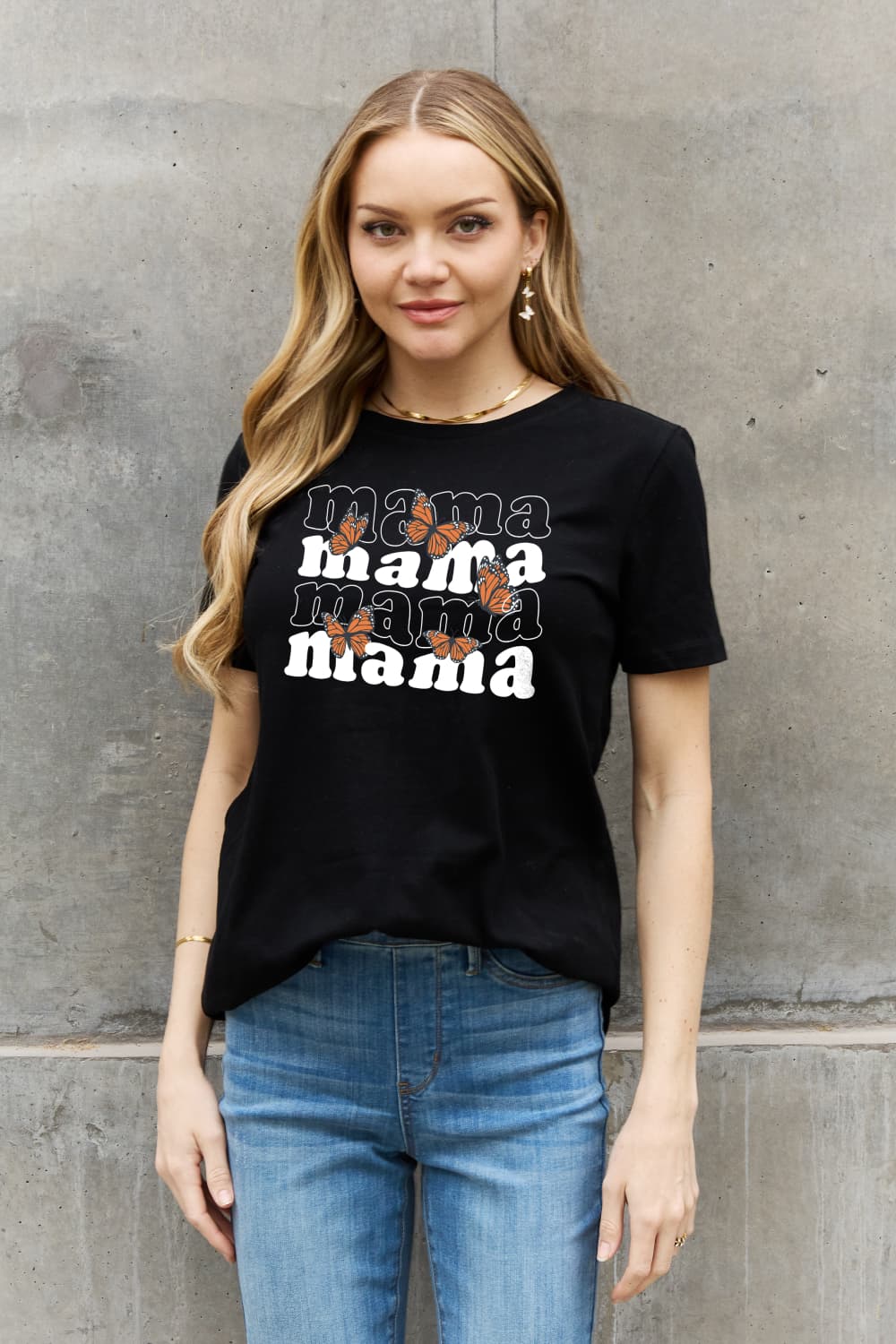 T-shirt en coton à imprimé papillon Simply Love MAMA