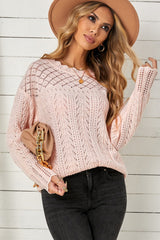 Openwork Scalloped Trim Knit Top