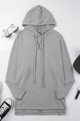 Hoodie mit Kordelzugdetail und hohem Saum