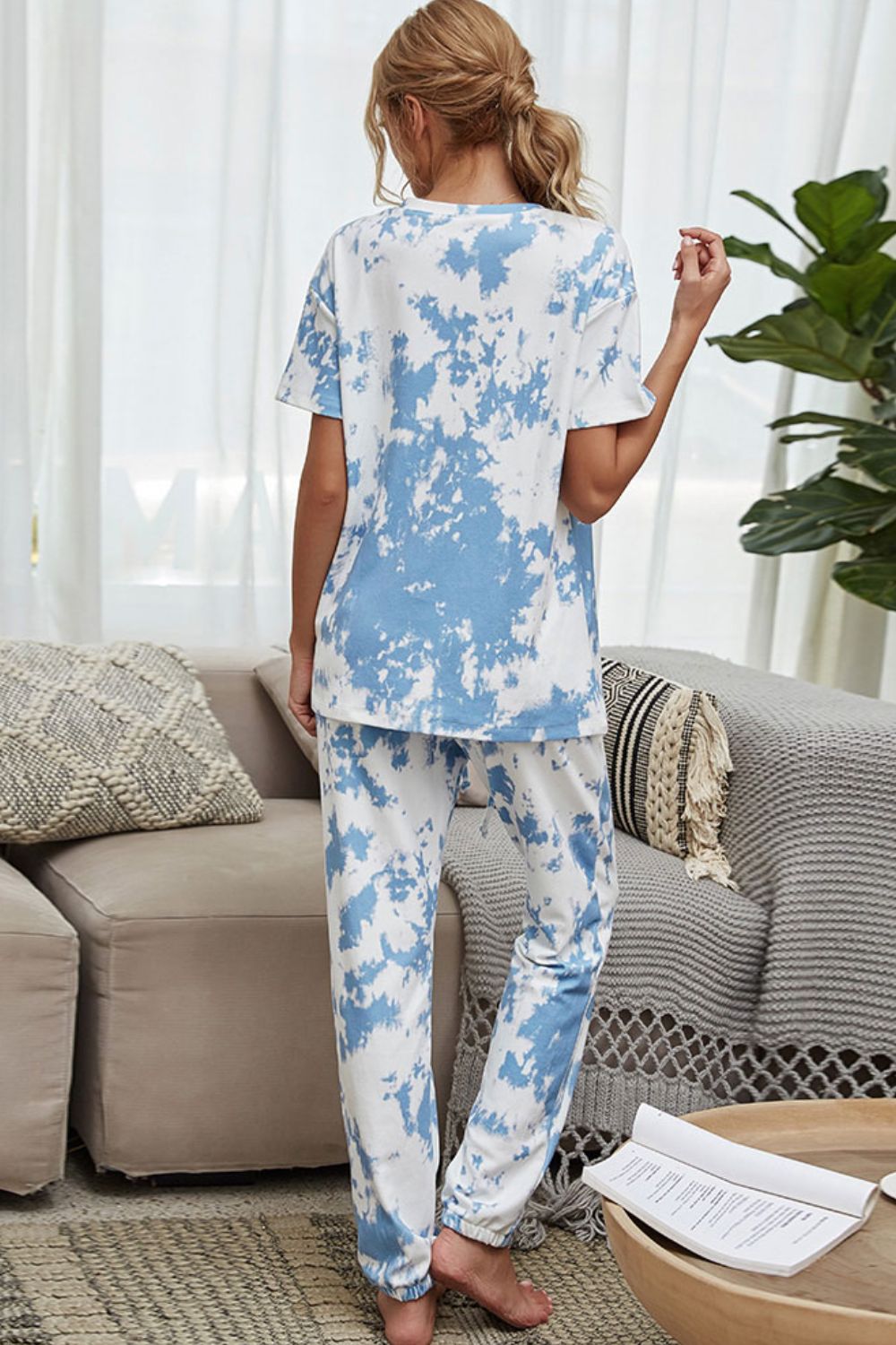 Tie-Dye Tee Drawstring Waist Joggers Lounge Set