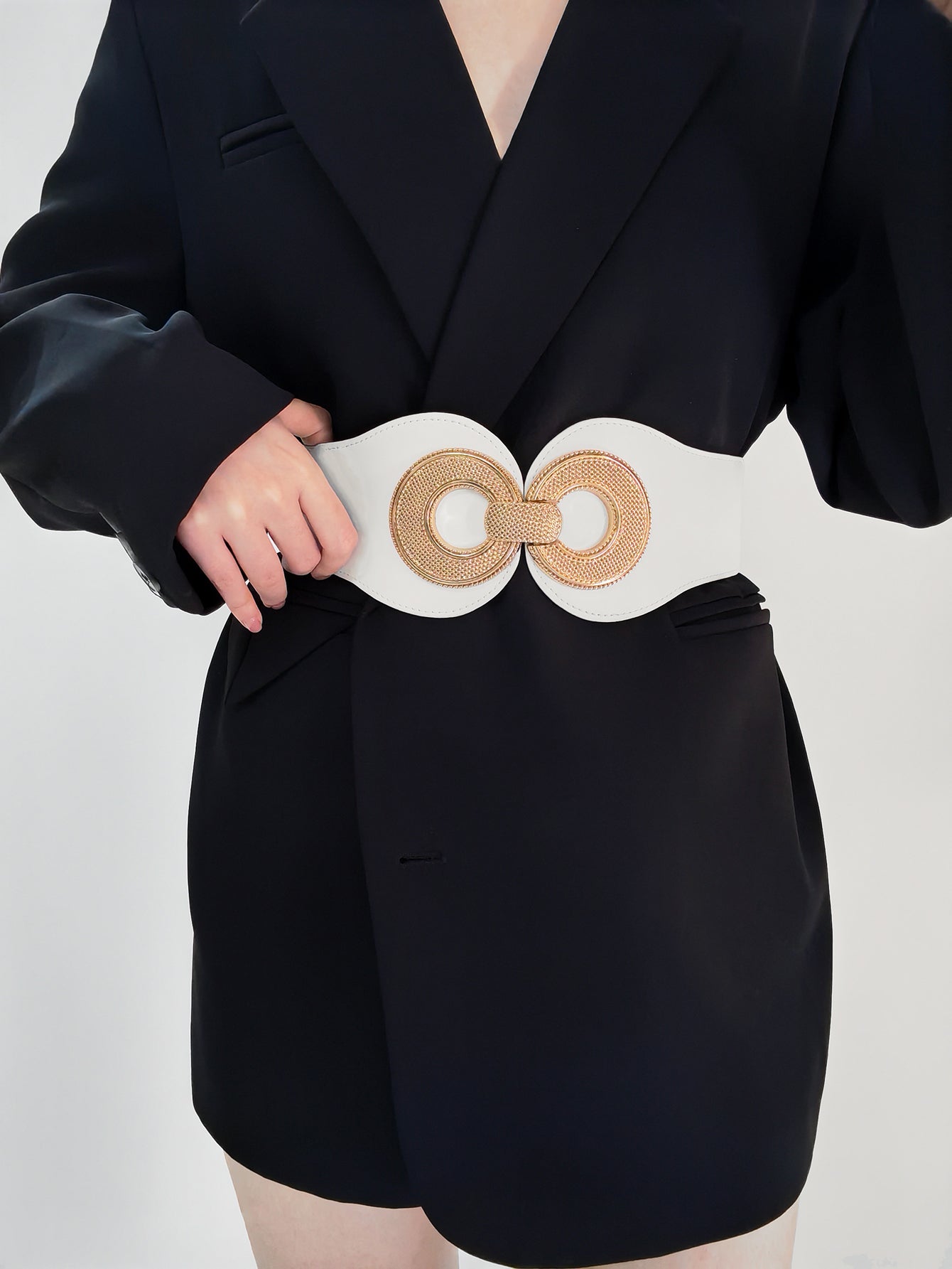 Ceinture élastique en PU avec boucle en alliage