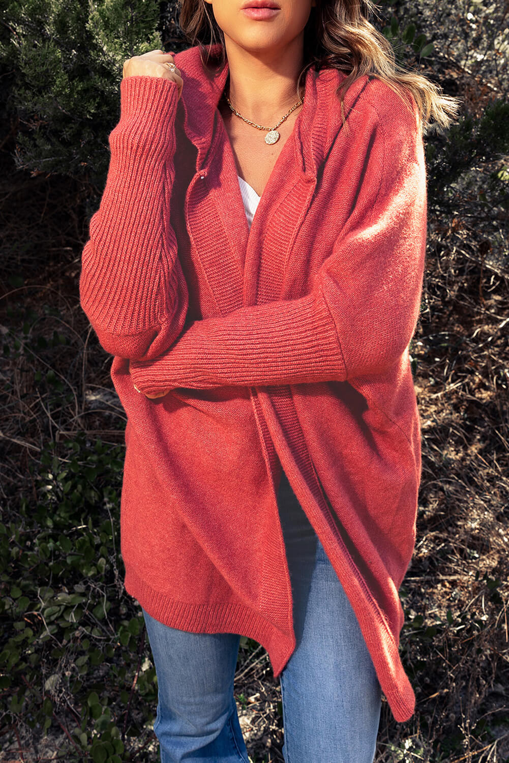 Dolman Sleeve Hooded Cardigan