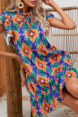 Mini-robe imprimée à col noué