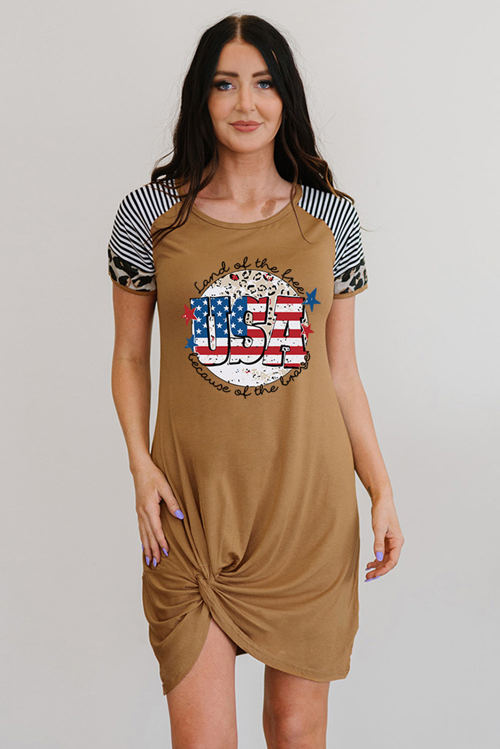 USA Star Stripe Graphic Twisted Dress