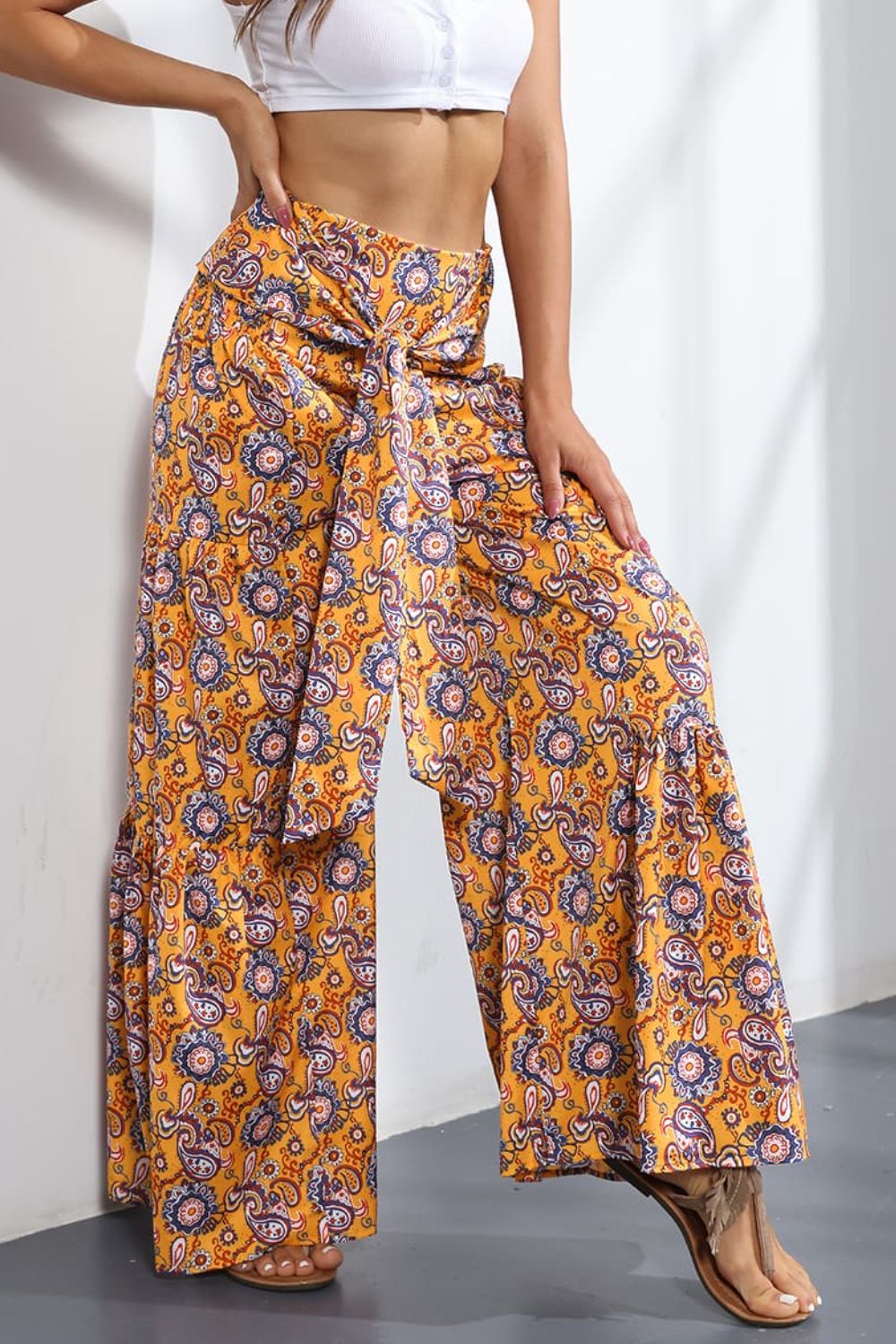 Culotte taille haute nouée imprimée