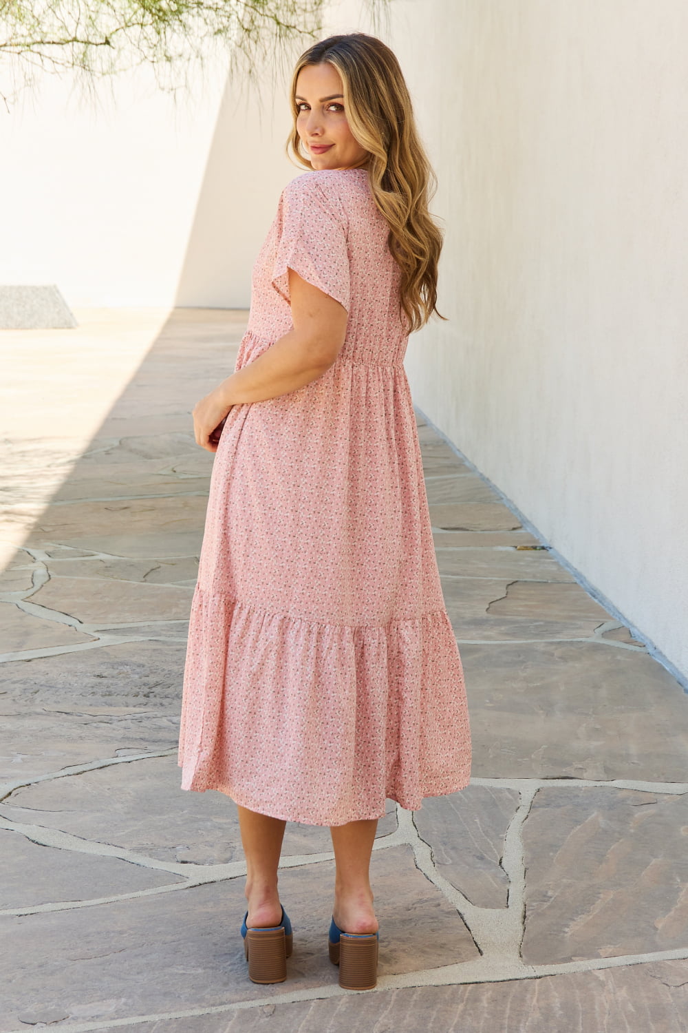 Robe mi-longue à manches kimono HEYSON pour bébé, taille adulte, couleur pêche