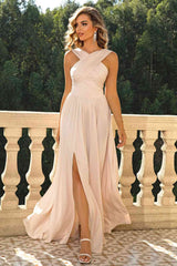 Robe longue fendue croisée