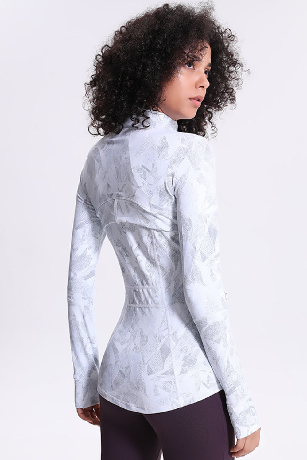 Veste de sport imprimée avec fermeture éclair et manches passe-pouce