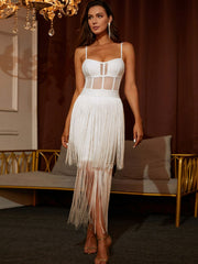 Camisole-Kleid mit Fransendetail und Herzausschnitt