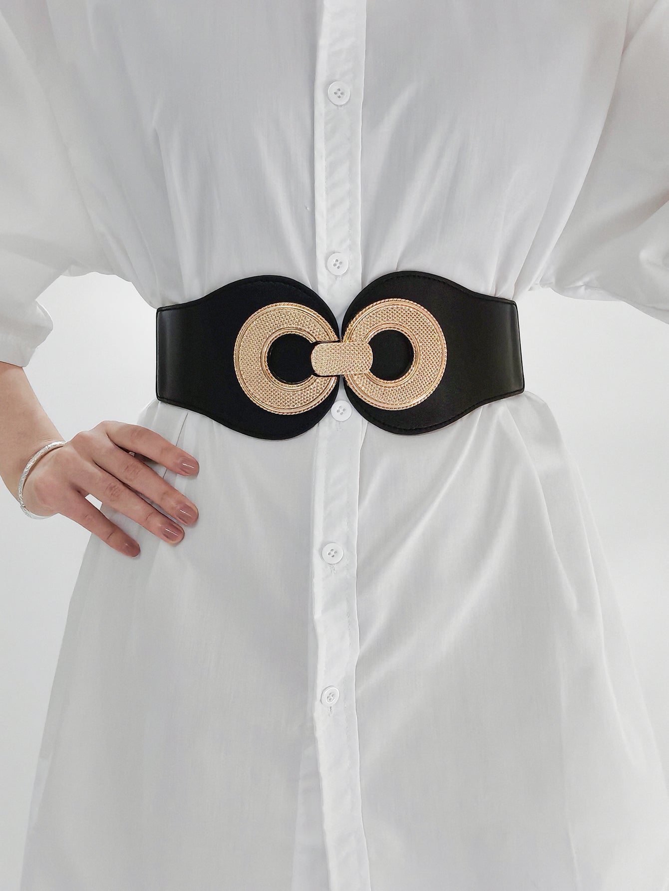 Ceinture élastique en PU avec boucle en alliage